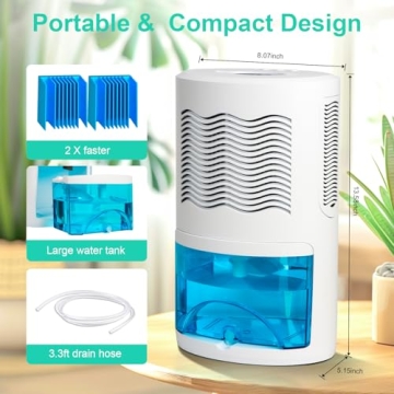 COSVII Dehumidifier for Home with Ultra Quiet Features and LED Lights