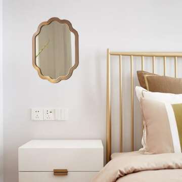 LTSRLL Blue/Brown - Curved Frame Decorative Mirror, Simple Hanging Mirror for Bathroom, Farmhouse Fr...