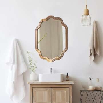 LTSRLL Blue/Brown - Curved Frame Decorative Mirror, Simple Hanging Mirror for Bathroom, Farmhouse French Country Decorative Wall Mirror, Vintage Oval Wall Decorative Mirror(Blue,50 * 70)