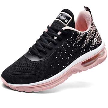 M MAGPER Women Air Running Sneakers - Lightweight Athletic Gym Sports Shoes in Peach/Black