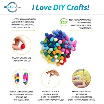 120 Handmade Felt Poms for Crafting | Glaciart Wool Balls