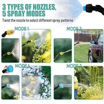 1.35 Gallon Battery Powered Sprayer, Electric Pump Sprayer with 3 Mist Nozzles and Telescopic Wand, Portable Water Sprayer in Lawn and Garden with USB Rechargeable Handle for Gardening, Cleaning