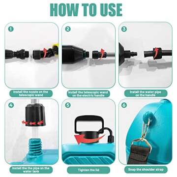 1.35 Gallon Battery Powered Sprayer, Electric Pump Sprayer with 3 Mist Nozzles and Telescopic Wand, Portable Water Sprayer in Lawn and Garden with USB Rechargeable Handle for Gardening, Cleaning