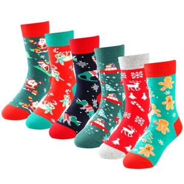 BISOUSOX Kids Christmas Socks - Fun Novelty Winter Gift for Ages 6-12