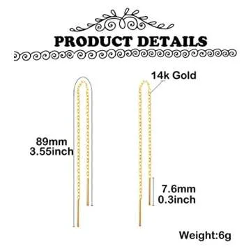 Stylish 14k Gold Threaded Dangle Earrings for Women