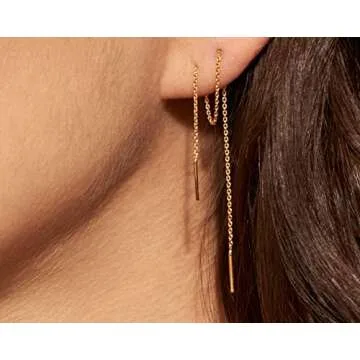 Stylish 14k Gold Threaded Dangle Earrings for Women