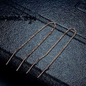 Stylish 14k Gold Threaded Dangle Earrings for Women