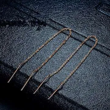 Stylish 14k Gold Threaded Dangle Earrings for Women