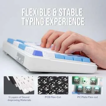 EPOMAKER x Aula F99 Wireless Mechanical Keyboard, Hot Swappable Gasket Custom Gaming Keyboard with Five-Layer Padding, Bluetooth/2.4GHz/USB-C, 8000mAh Battery (White Light Blue, Graywood V3 Switch)