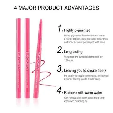 COOSA Waterproof Long Lasting Eye Liner Set - 20 Colors