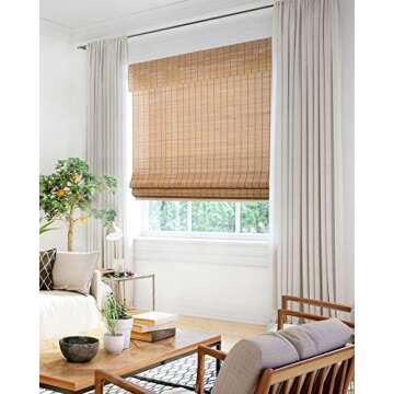 CHICOLOGY Bamboo Roman Shades - Customer Favorite Light Filtering Blinds for Windows, Premium Quality, Ideal for Home, Squirrel Brown, 36"W X 64"H