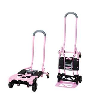 COSCO Shifter Multi-Position Folding Hand Truck and Cart, 300 lb. Weight Capacity, Pink