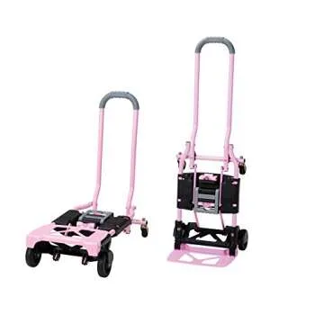 COSCO Shifter Multi-Position Folding Hand Truck and Cart, 300 lb. Weight Capacity, Pink