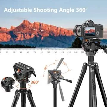 COMAN Fluid Head Tripod 360° Pan & 90° Tilt for DSLR