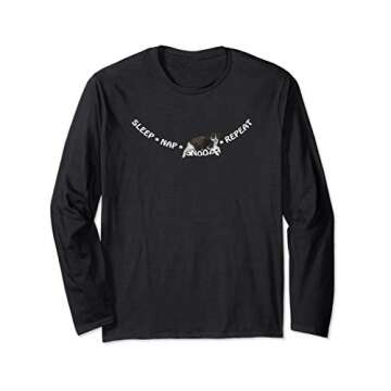 Sleep, Nap, Snooze, Repeat Funny Cat Sleep Long Sleeve T-Shirt