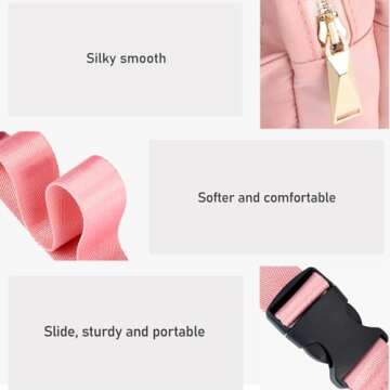 ZORFIN Fanny Packs for Women Men: Crossbody Belt Bag with Adjustable Strap - Fashion Waist Packs for Workout Running Traveling Hiking Pink