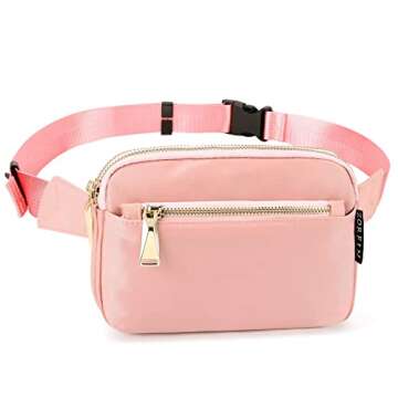 ZORFIN Fanny Packs for Women Men: Crossbody Belt Bag with Adjustable Strap - Fashion Waist Packs for Workout Running Traveling Hiking Pink