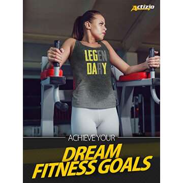 Actizio Women's Workout Shirt Cotton Fabric Tank Top Sleeveless Sweat Activated Motivational Exercis...