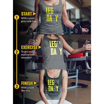 Actizio Women's Workout Shirt Cotton Fabric Tank Top Sleeveless Sweat Activated Motivational Exercise Gym Athletic Fit Moisture Wicking Fitness Shirt - Leg Day Legendary (Size M)