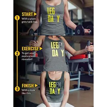 Actizio Women's Workout Shirt Cotton Fabric Tank Top Sleeveless Sweat Activated Motivational Exercise Gym Athletic Fit Moisture Wicking Fitness Shirt - Leg Day Legendary (Size M)