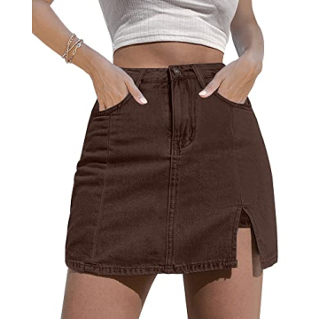 Luvamia Women's Denim Mini Skirts with High-Waisted Comfort