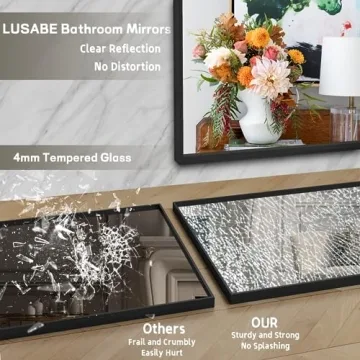 LUSABE Stylish Black Framed Bathroom Mirror 72x36