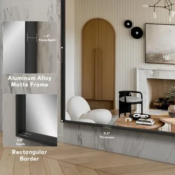 LUSABE Stylish Black Framed Bathroom Mirror 72x36