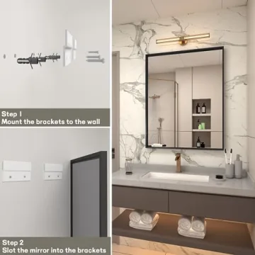 LUSABE Stylish Black Framed Bathroom Mirror 72x36