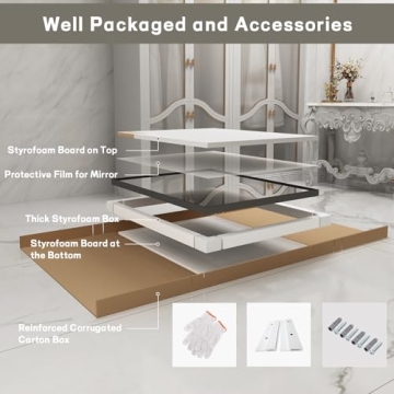 LUSABE Stylish Black Framed Bathroom Mirror 72x36