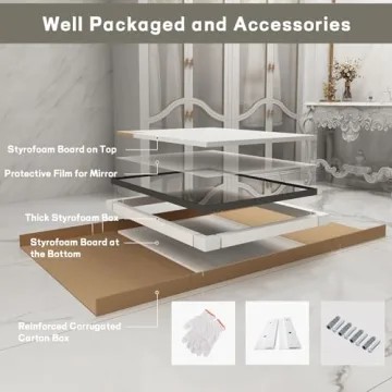 LUSABE Stylish Black Framed Bathroom Mirror 72x36