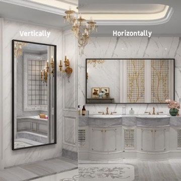 LUSABE Stylish Black Framed Bathroom Mirror 72x36