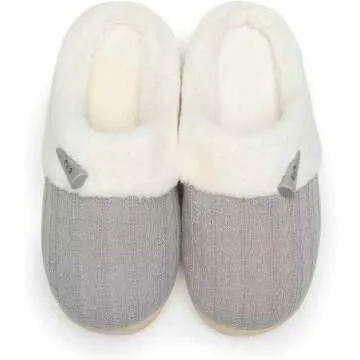 NineCiFun Women's Warm Slip-on Fuzzy Slippers