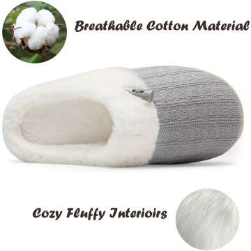 NineCiFun Women's Warm Slip-on Fuzzy Slippers