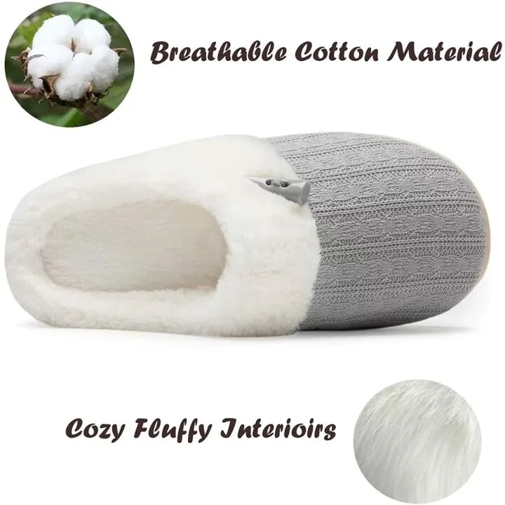 NineCiFun Women's Warm Slip-on Fuzzy Slippers