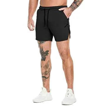 PIDOGYM Men's Workout Running Shorts 5 Inch, Lightweight Mesh Gym Athletic Fitted Short Pants for Bo...