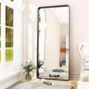 HARRITPURE 71"x31" Full Length Mirror - Aluminum Alloy Frame Black Rectangular Full Body Mirror - Ho...