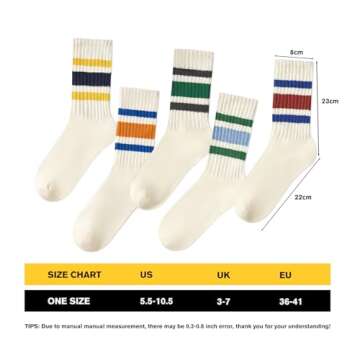 American Trends Women's Comfort Crew Striped Socks