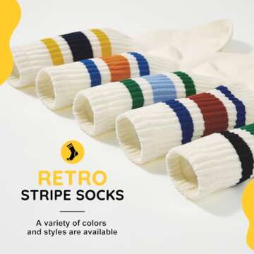 American Trends Women's Comfort Crew Striped Socks