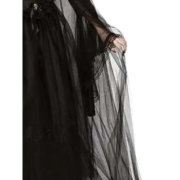 Rubies Adult Full-Length Sheer Cape with Oversized Hood, Black, One Size
