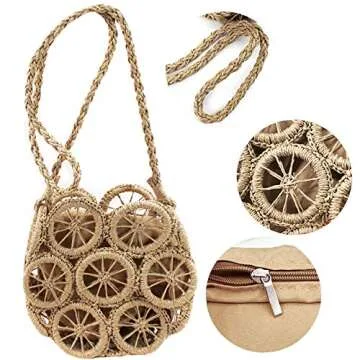 Lobagve Women's Stylish Straw Summer Beach Purse