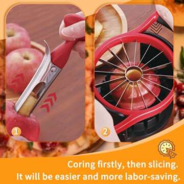 Newness Apple Cutter Slicer, [Upgraded] Cut Apples All The Way Through, [Large Size] 16 Slices HEAVY...