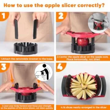 Newness Apple Cutter Slicer, [Upgraded] Cut Apples All The Way Through, [Large Size] 16 Slices HEAVY DUTY Apple and Pear Corer Divider with Base, Stainless Steel Kitchen Tools Fruits Peeler, Wedger…