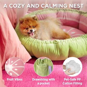 Lesure Dog beds for Small Dogs - Washable Cute Cat Beds with Versatile Dual-Use Design, Reversible Round Pet Bed for Puppy and Kitten, 25x25x8 Inches