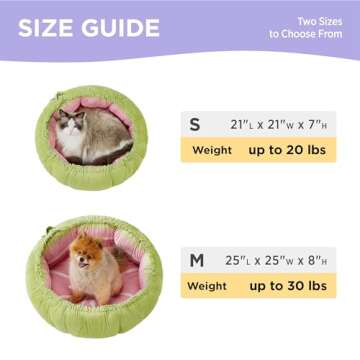 Lesure Dog beds for Small Dogs - Washable Cute Cat Beds with Versatile Dual-Use Design, Reversible Round Pet Bed for Puppy and Kitten, 25x25x8 Inches