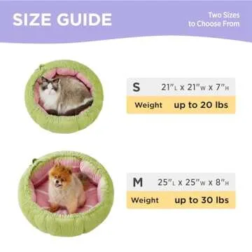 Lesure Dog beds for Small Dogs - Washable Cute Cat Beds with Versatile Dual-Use Design, Reversible Round Pet Bed for Puppy and Kitten, 25x25x8 Inches