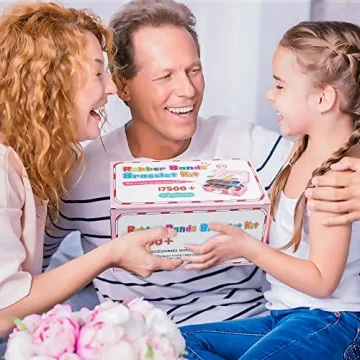 Inscraft 17500+ Rubber Loom Bands with 3 Layer Pink Container, 28 Colors, 600 S-Clips, 352 Beads, 40 Cartoon Pendant, Bracelet Making Refill Kit for Kids