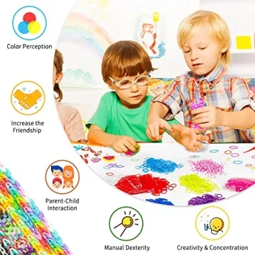 Inscraft 17500+ Rubber Loom Bands with 3 Layer Pink Container, 28 Colors, 600 S-Clips, 352 Beads, 40 Cartoon Pendant, Bracelet Making Refill Kit for Kids