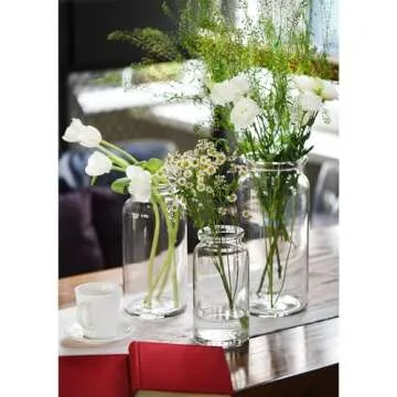 CASAMOTION Glass Vase for Flowers Hand Blown Glass Centerpiece Wedding Table Dining Room Living Kitc...