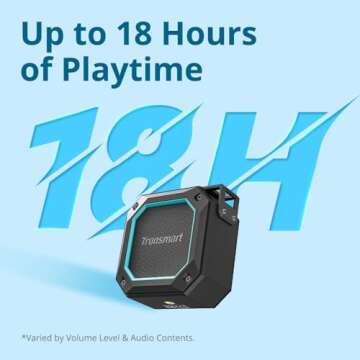 Tronsmart Groove 2 Portable Bluetooth Speaker with Extra Bass, IPX7 Waterproof Mini Shower Speaker with RGB Light, Bluetooth 5.3, 18H Playtime, Wireless Stereo Pairing, Dual EQ Modes, with Carabiner