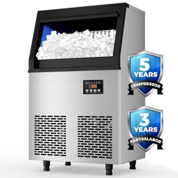Coolski Commercial Ice Maker Machine, 100 lbs/24H Under Counter Ice Machine with 34lbs Ice Storage, ...